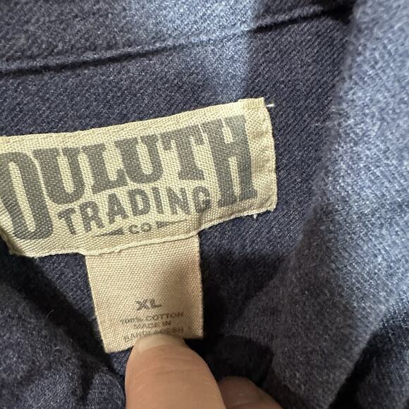 Duluth Trading Heavy Flannel Shirt Mens XL Button Up Blue Long Sleeve - Picture 5 of 8